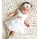 Baby White Dress με σατέν λεπτομέρειες 2765