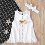 Baby White Dress με σατέν λεπτομέρειες 2765 - Image 2
