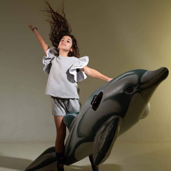 σετ για κορίτσι κίτρινο πολλά χρώματα βαμβακερό σετάκι καλοκαιρινό με βολάν minielephant Kids Sets με Βολάν σε 4 χρώματα 2739 - Image 5