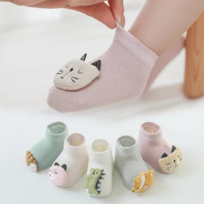 Πολύχρωμα βρεφικά/παιδικά καλτσάκια με τρισδιάστατα ζωάκια 8397 - Image 4