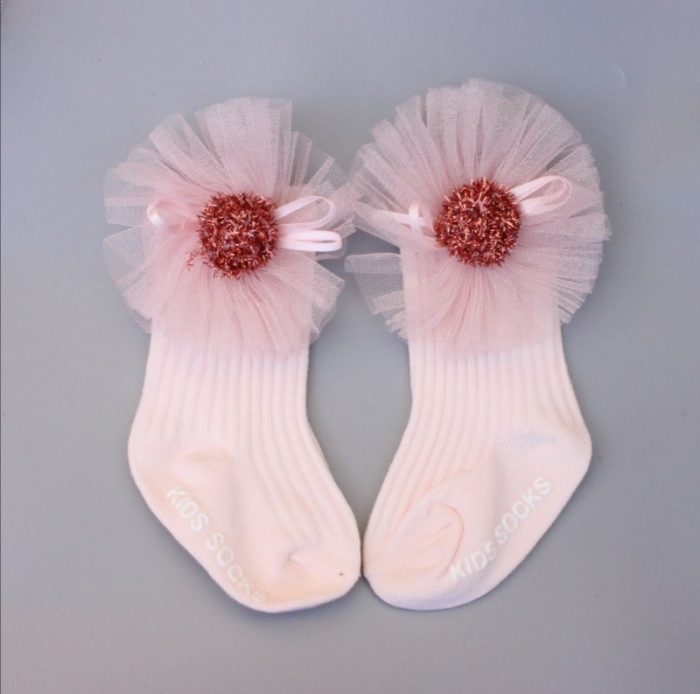 Βρεφικές κάλτσες με πον πον και φιογκάκια 8388 - Image 7