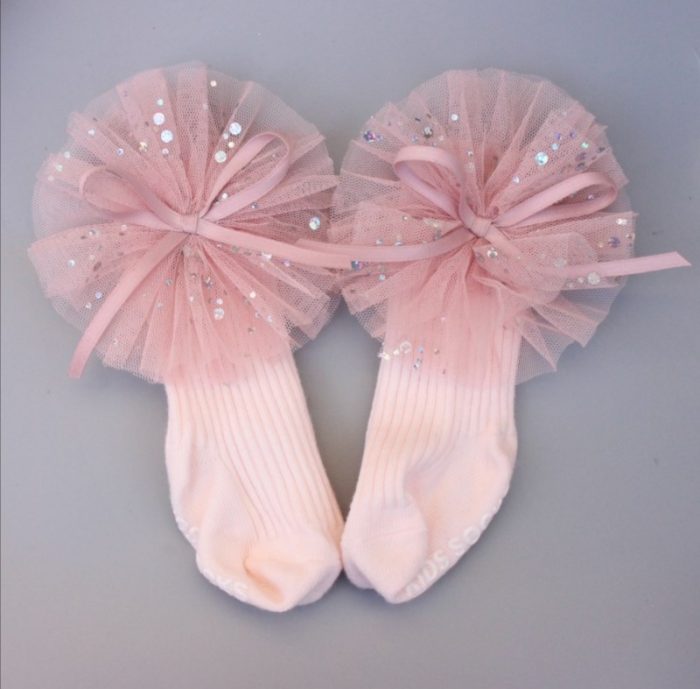 Βρεφικές κάλτσες με πον πον και φιογκάκια 8388 - Image 8