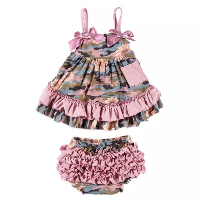 σετάκι για μικρά κορίτσια χαριτωμένο καλοκαιρινό mnielephant.gr Vintage Summer Set Pink 2772 - Image 3