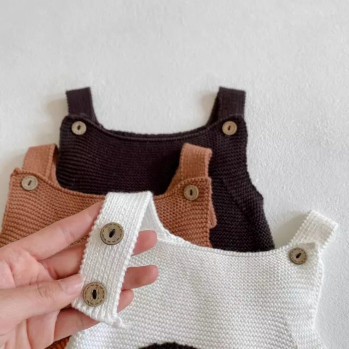 πλεκτή βρεφική σαλοπέτα για μωρό κορίτσι για αγόρι καλοκαιρινό καφέ λευκό ουράνιο τόξο minielephant.gr Rainbow Knitted σαλοπέτα 2920 - Image 9