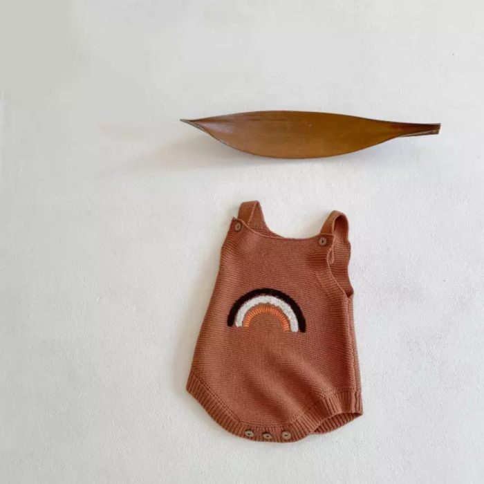 πλεκτή βρεφική σαλοπέτα για μωρό κορίτσι για αγόρι καλοκαιρινό καφέ ουράνιο τόξο minielephant.gr Rainbow Knitted σαλοπέτα 2920 - Image 8