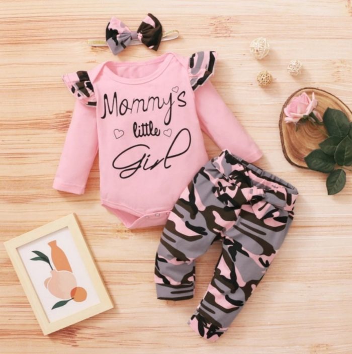 βρεφικό ροζ σετάκι minielephant.gr Army παραλλαγής σετάκι Daddy's or Mommy's Girl ροζ 2692 - Image 2
