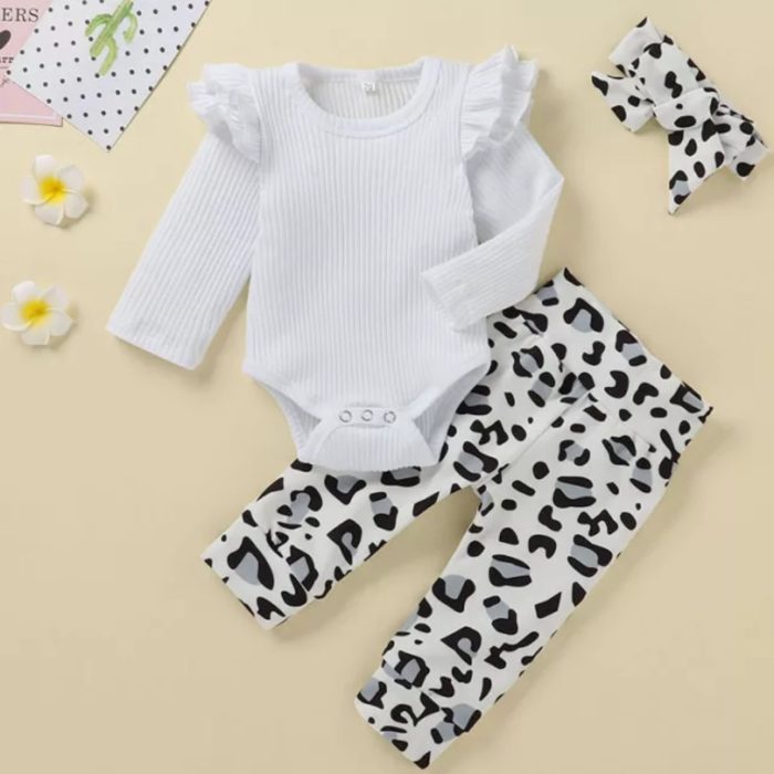βρεφικό σετάκι λεοπάρ για κορίτσι μωράκι Minielephant.gr Baby Leopard Set σε 3 χρώματα  2711 - Image 3