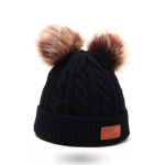 Knitted πλεκτό σκουφάκι με 2 πον πον σε πλεξούδα 3203 - Image 6