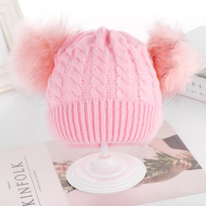 πλεκτά παιδικά σκουφάκια για κορίτσια minielephant.gr Knitted πλεκτό σκουφάκι 0-3 ετών 3201 - Image 2