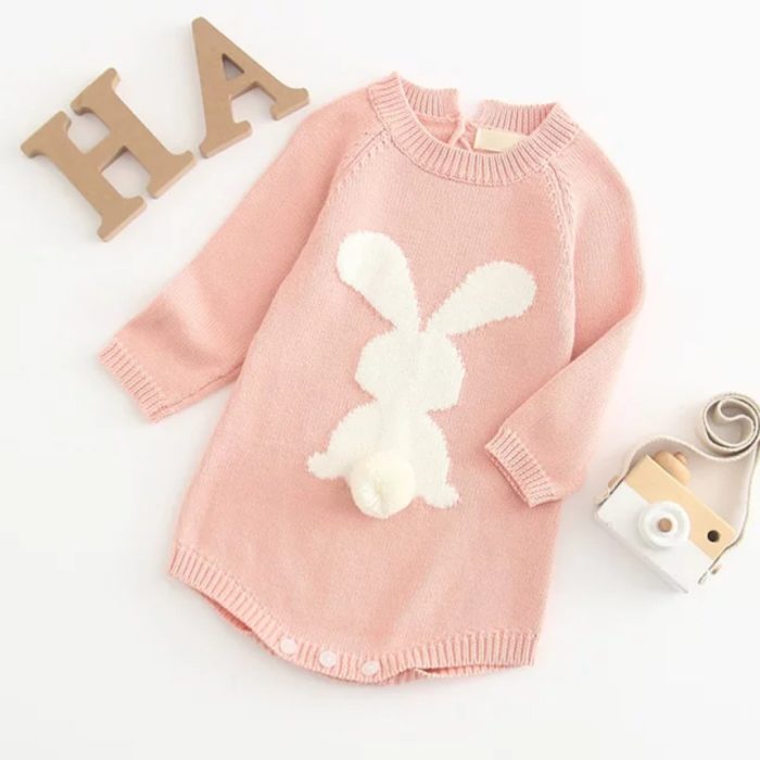 Knitted Rabbit Romper 2809 - Image 2