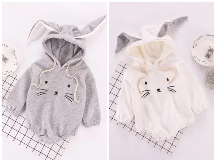 Rabbit Romper Grey & White 2808 - Image 3