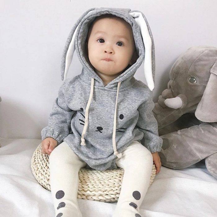 Rabbit Romper Grey & White 2808 - Image 2