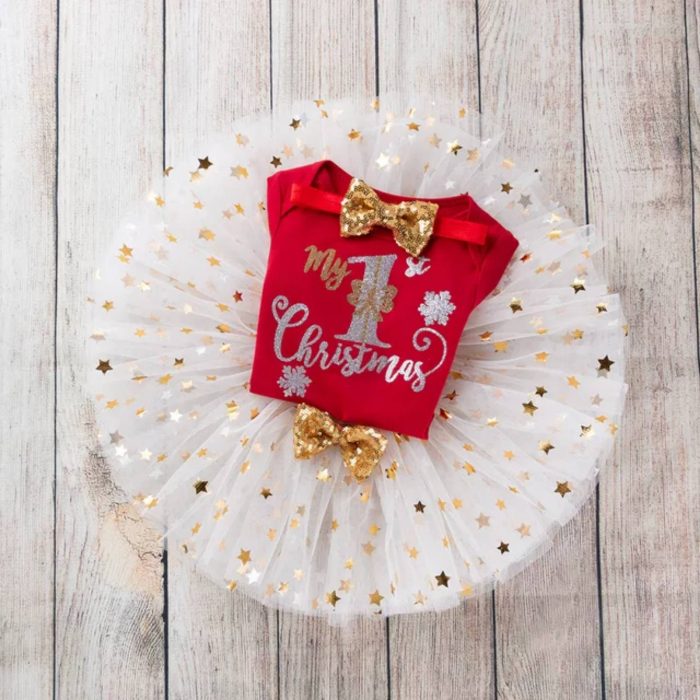 βρεφικό σετάκι χριστουγέννων γιορτές παιδικά ρούχα χριστούγεννα κορμάκι κορίτσι minielephant Χριστουγεννιάτικο σετ Stars 1101 - Image 2