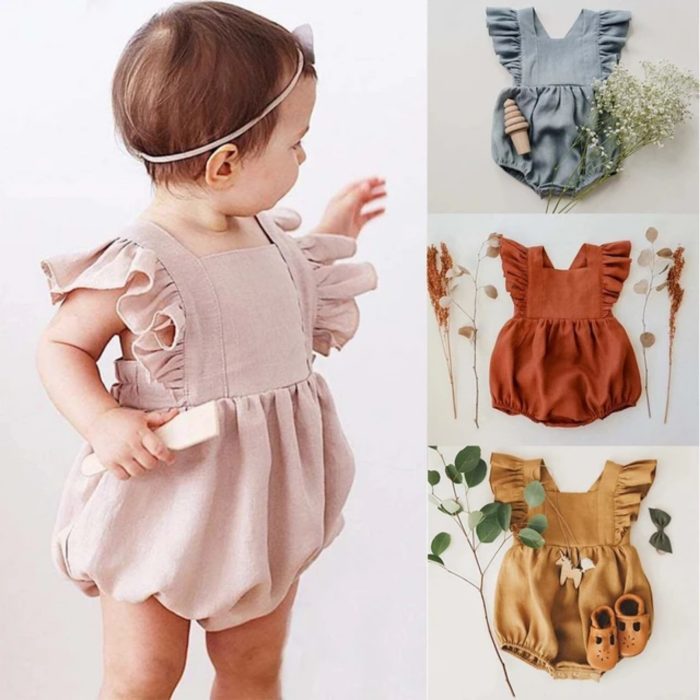 Baby Linen Girly Romper 2838 - Image 3