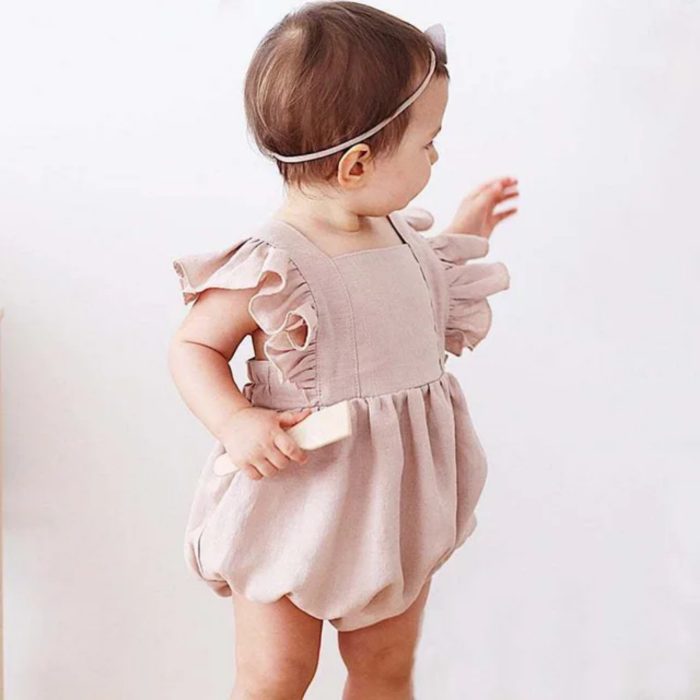 Baby Linen Girly Romper 2838 - Image 4