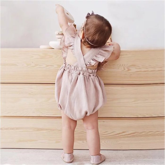 Baby Linen Girly Romper 2838 - Image 2