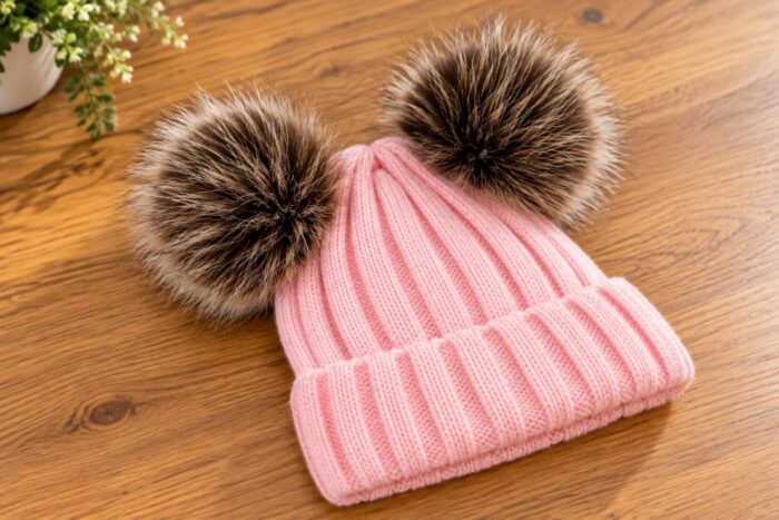 Baby Knitted Hat 2 pom pom One Size 0/3 yrs 3215 - Image 3