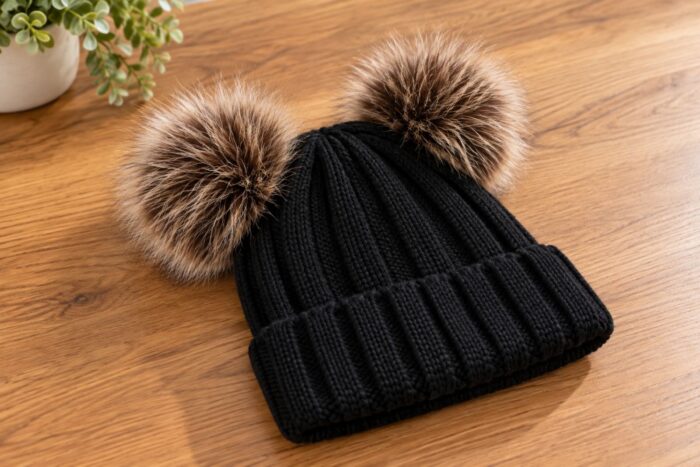 Baby Knitted Hat 2 pom pom One Size 0/3 yrs 3215 - Image 4