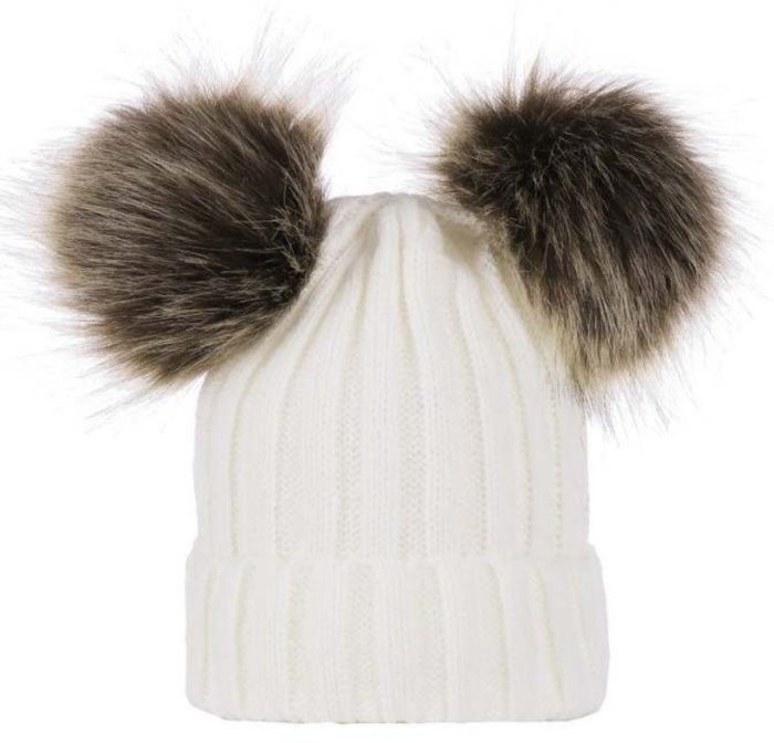 Baby Knitted Hat 2 pom pom One Size 0/3 yrs 3215 - Image 6