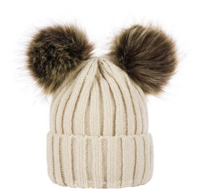 Baby Knitted Hat 2 pom pom One Size 0/3 yrs 3215 - Image 3