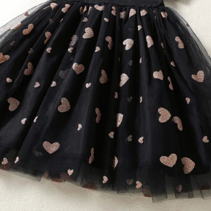 Black Dress Gold Hearts 3653 - Image 4