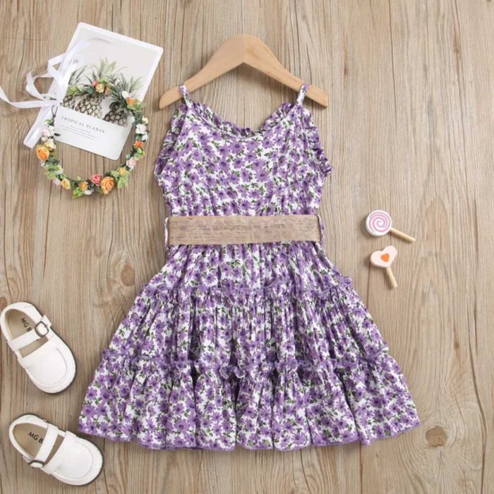 Girly Floral Dress Purple 2936 - Image 3