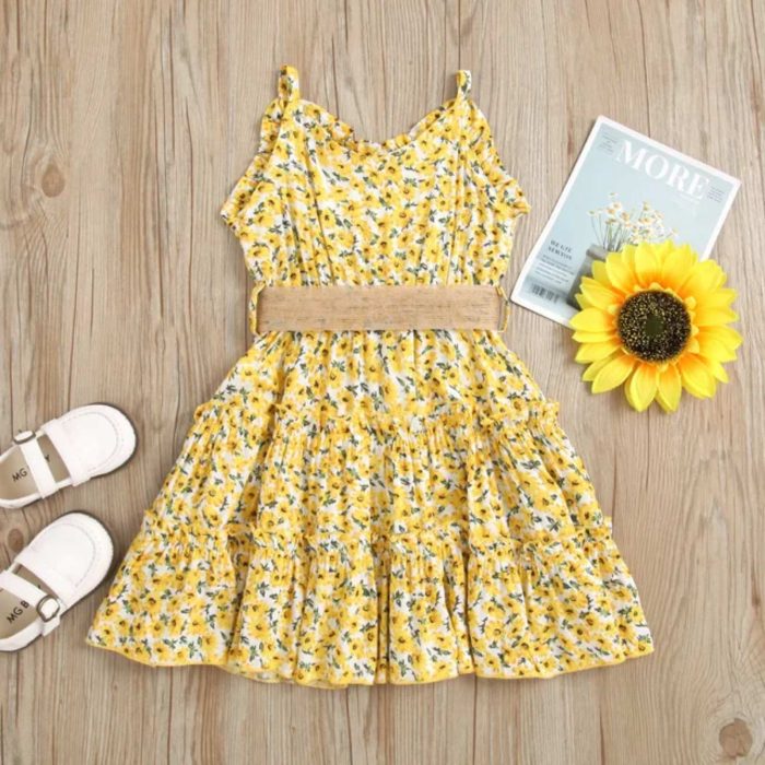Girly Floral Dress Yellow 2937 - Image 4