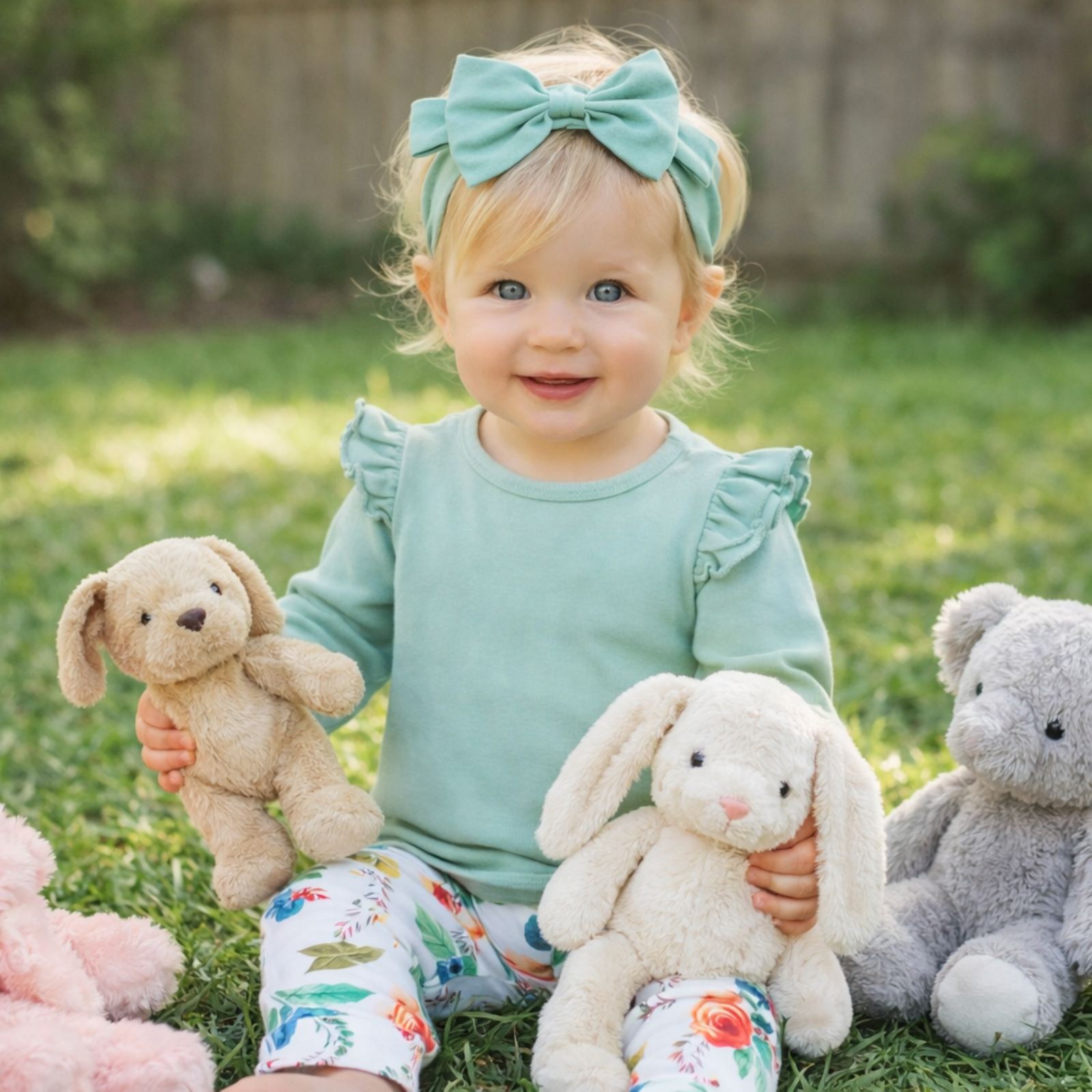 βρεφικά παιδικά ρούχα φορμάκι μέντα σετ Minelephant Casual Floral Mint Set 2601 - Image 1