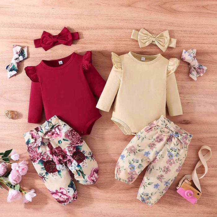 βρεφικά σετάκια Minielephant Casual Floral Yellow Set 2601 - Image 2