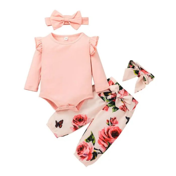 βρεφικό σετάκι για κορίτσι Minielephant Casual Floral Pink Set 2601 - Image 2