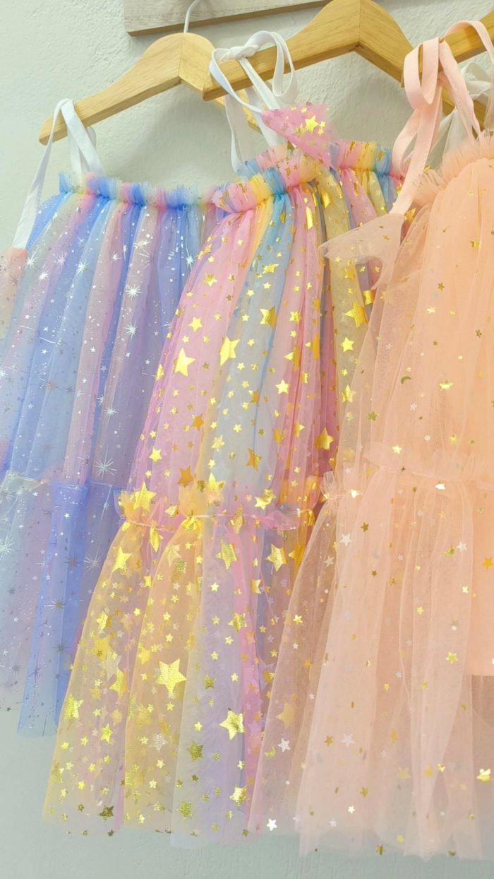 Stars Dress Peach 3976 - Image 3