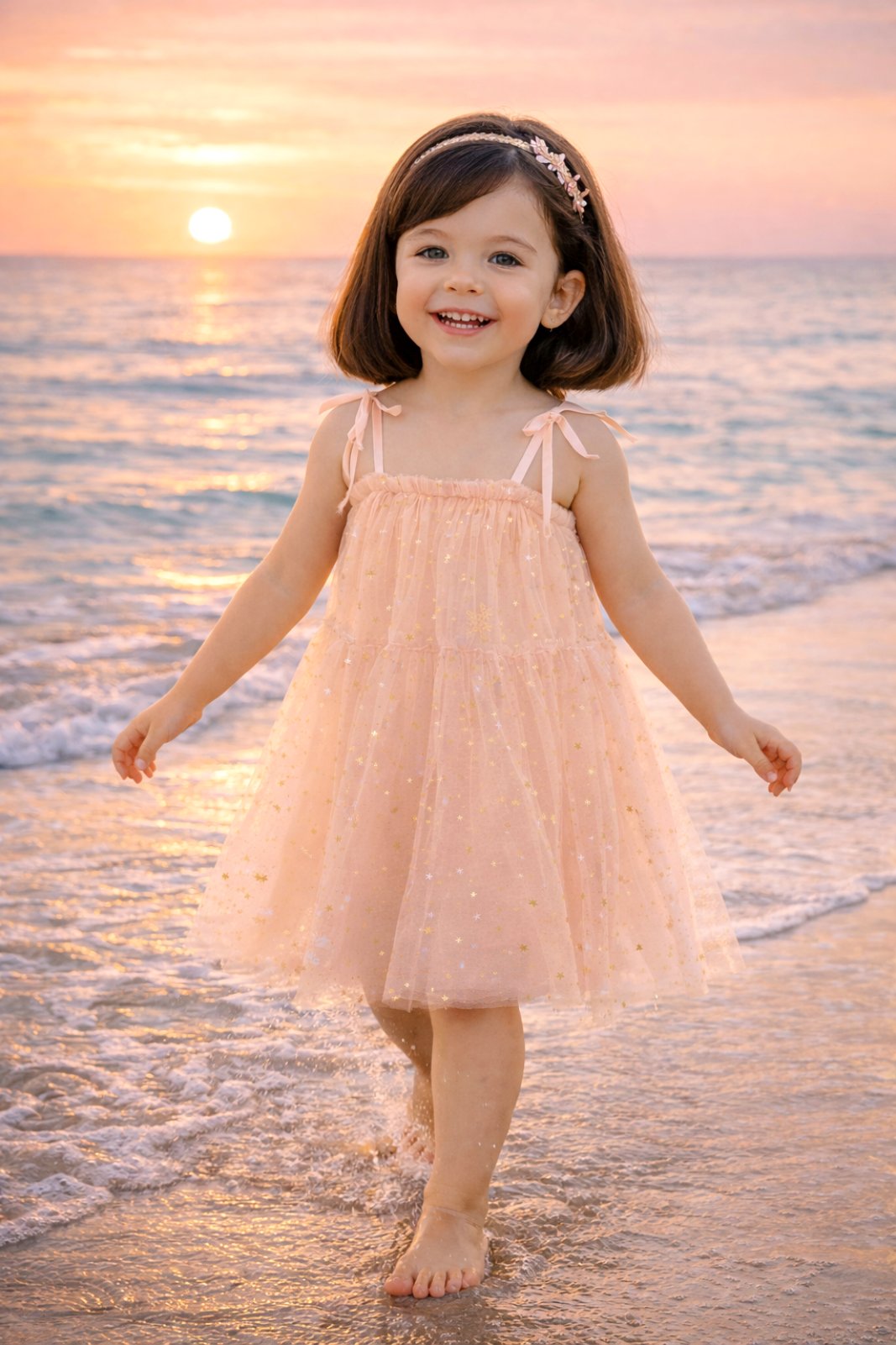 Stars Dress Peach 3976