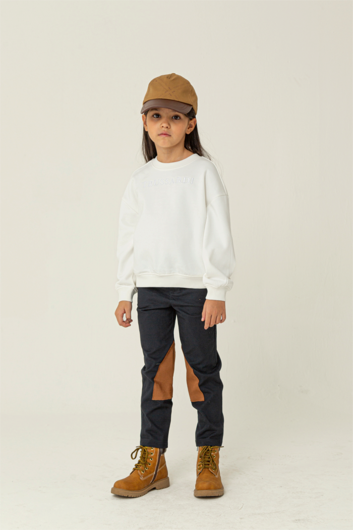 Trussardi παιδικά ρούχα για κορίτσι Minielephant (3) Trussardi Junior Sweatshirt Assan Off-White 6889 - Image 2