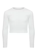 White Ribbed Crop Top 5840