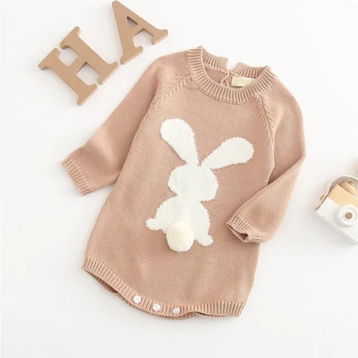βρεφικά φορμάκια για αγόρια και κορίτσια Minielephant Knitted Rabbit Romper 2809 - Image 1