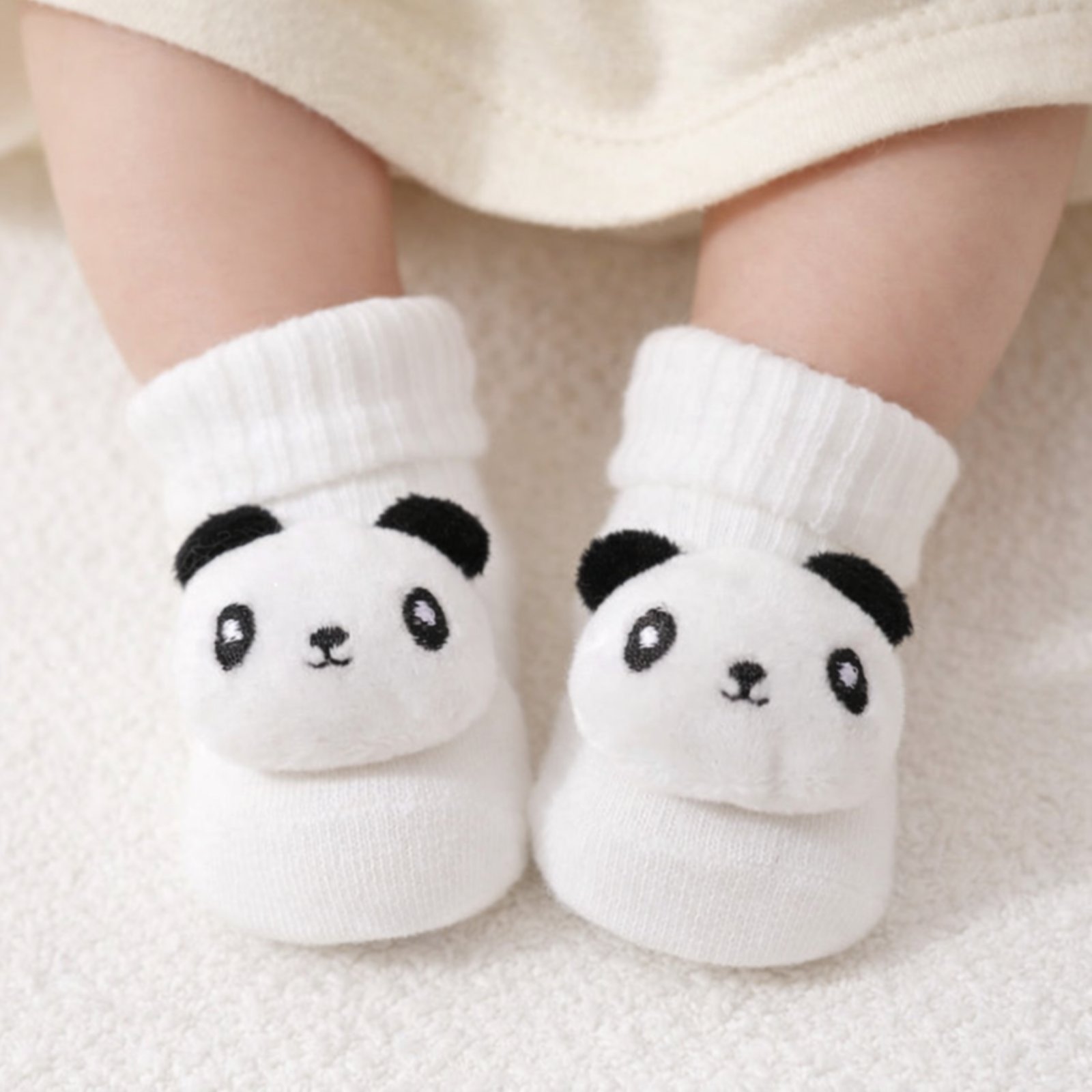 βρεφικά καλτσάκια πάντα σε λευκό Minielephant Panda Socks 8445 - Image 1