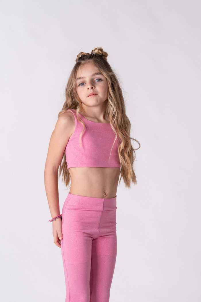 Sporty Crop Top Sparkle Pink  5856 - Image 8