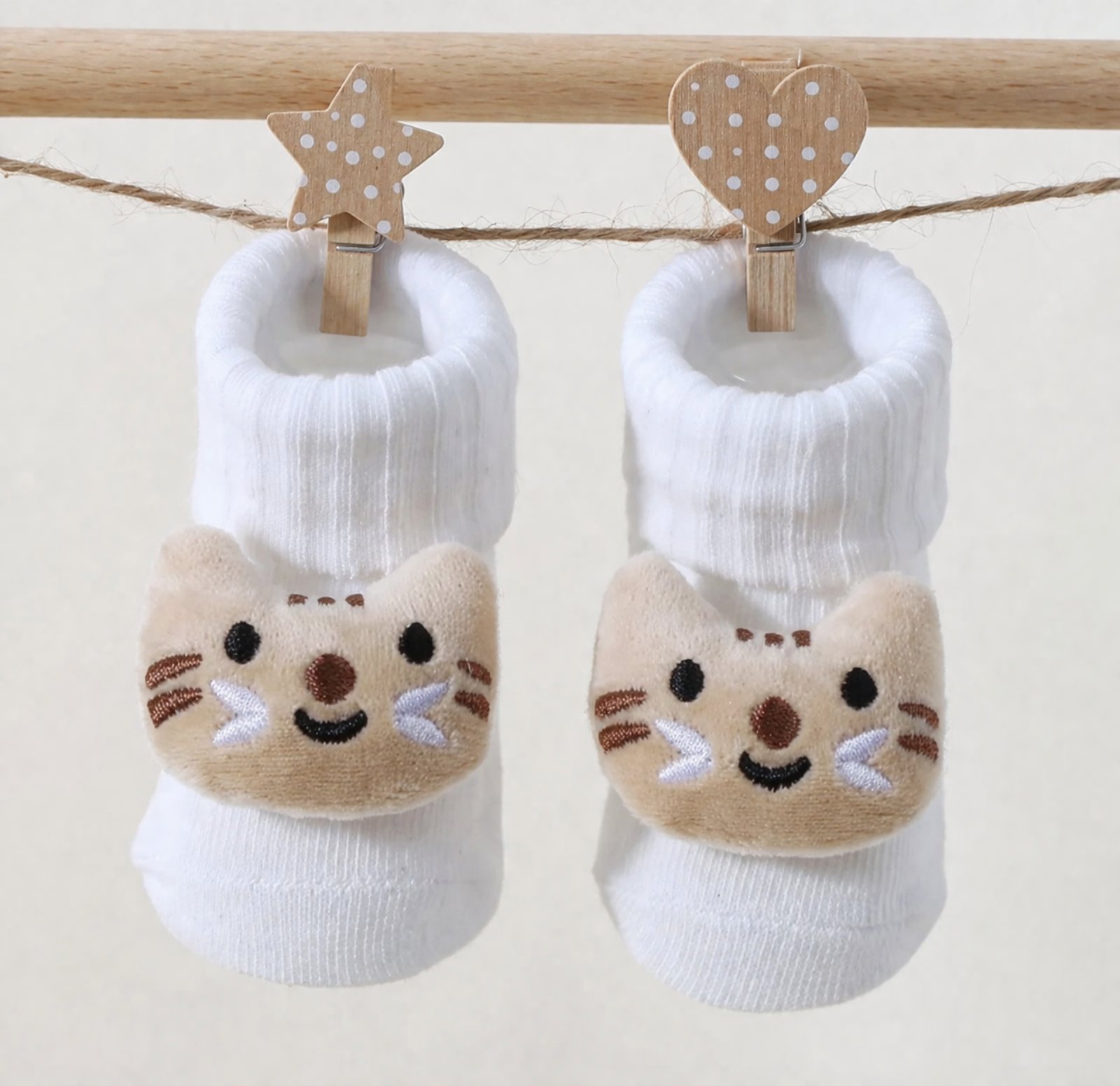 βρεφικά παιδικά καλτσάκια γατούλα λευκά Minielephant Kitty Socks 8449 - Image 1
