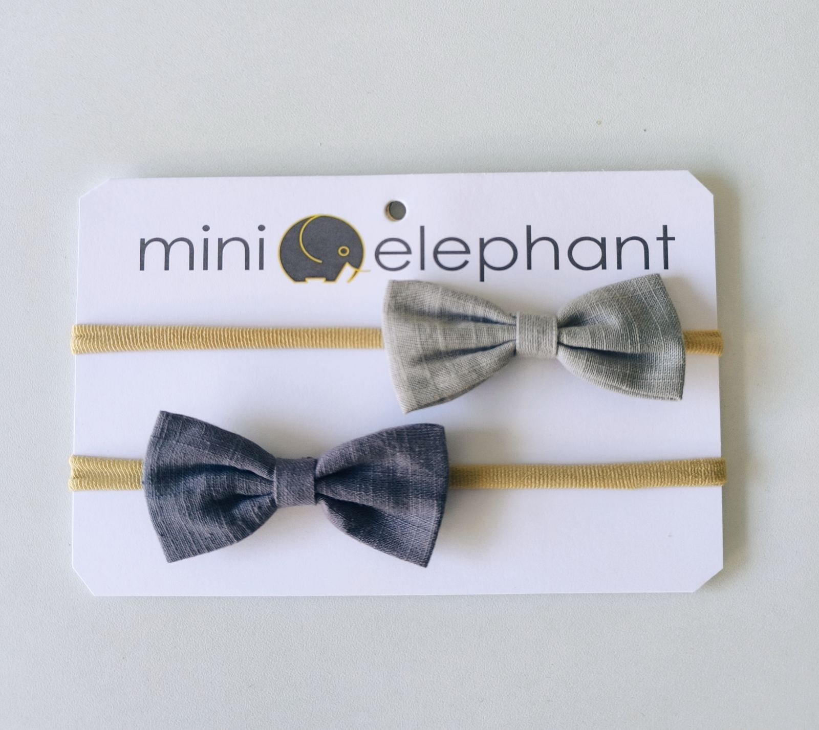βρεφικά παιδικά αξεσουάρ κορδέλες γκρι Minielephant Λινό φιογκάκι 2 τμχ 2689 - Image 1