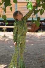 Grey /Lime  Velvet Pants 5861 - Image 3