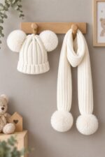 Set knitted σκουφάκι + κασκόλ λευκό 3206 - Image 2